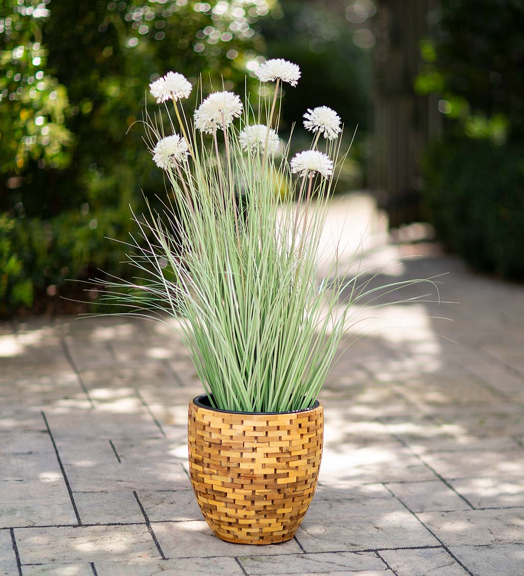 Indoor/Outdoor Faux Alliums and Grass Potted Plant