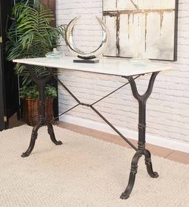 30"-High Marble-Top Cast Iron Console Table