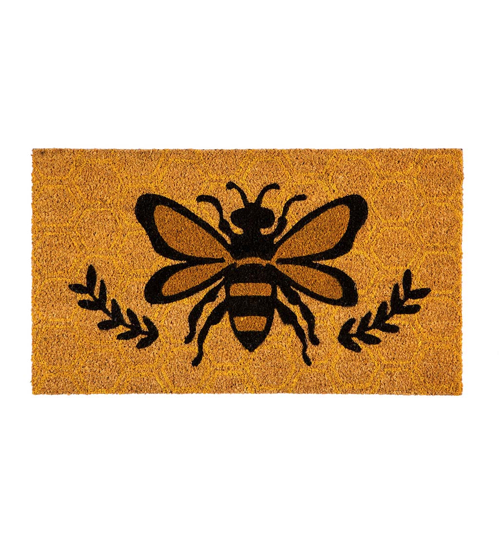 Indoor/Outdoor Honey Bee and Laurels Coir Fiber Mat