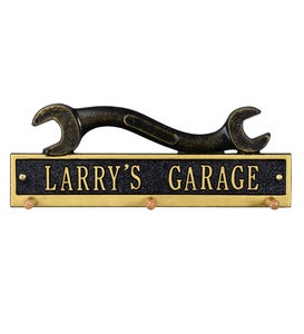 American-Made Personalized Wrench Hook Plaque In Cast Aluminum