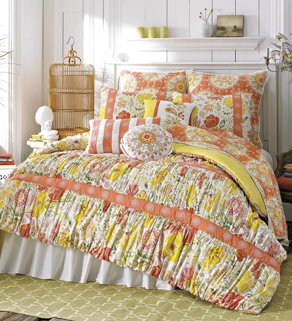 Meadow Cotton Reversible Print Twin Quilt | Plow & Hearth