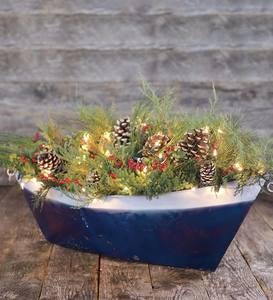 Large Handmade Painted Metal Boat Planter/Container