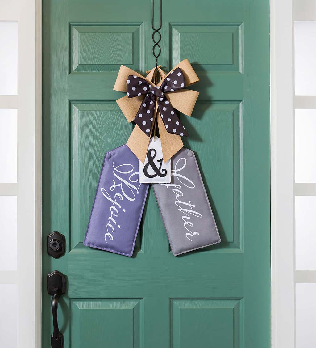 Black and White Dot Door Tag Bow