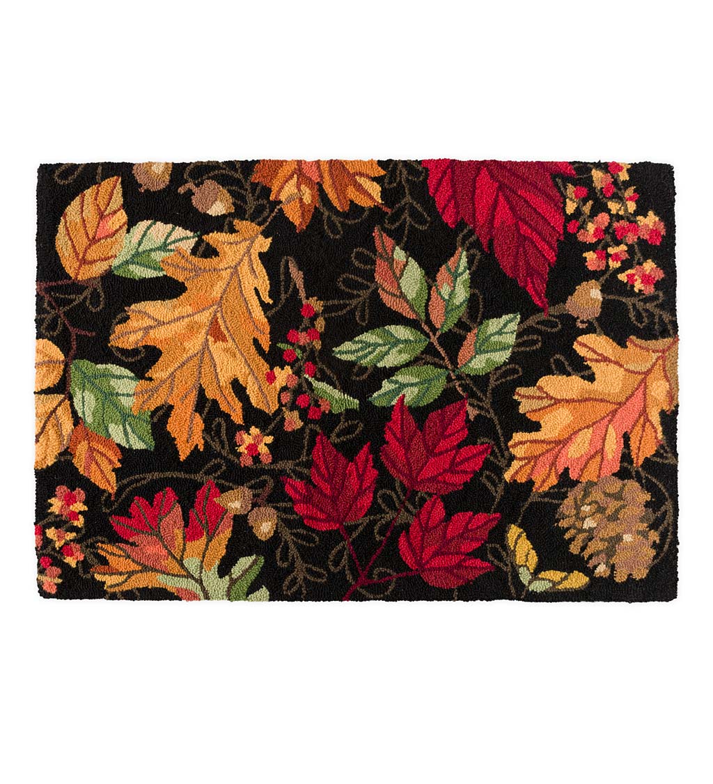 Hooked Wool Falling Leaves Accent and Hearth Rug