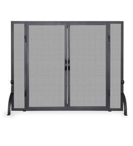 Single Panel Wrought Iron Fireplace Screen with Doors