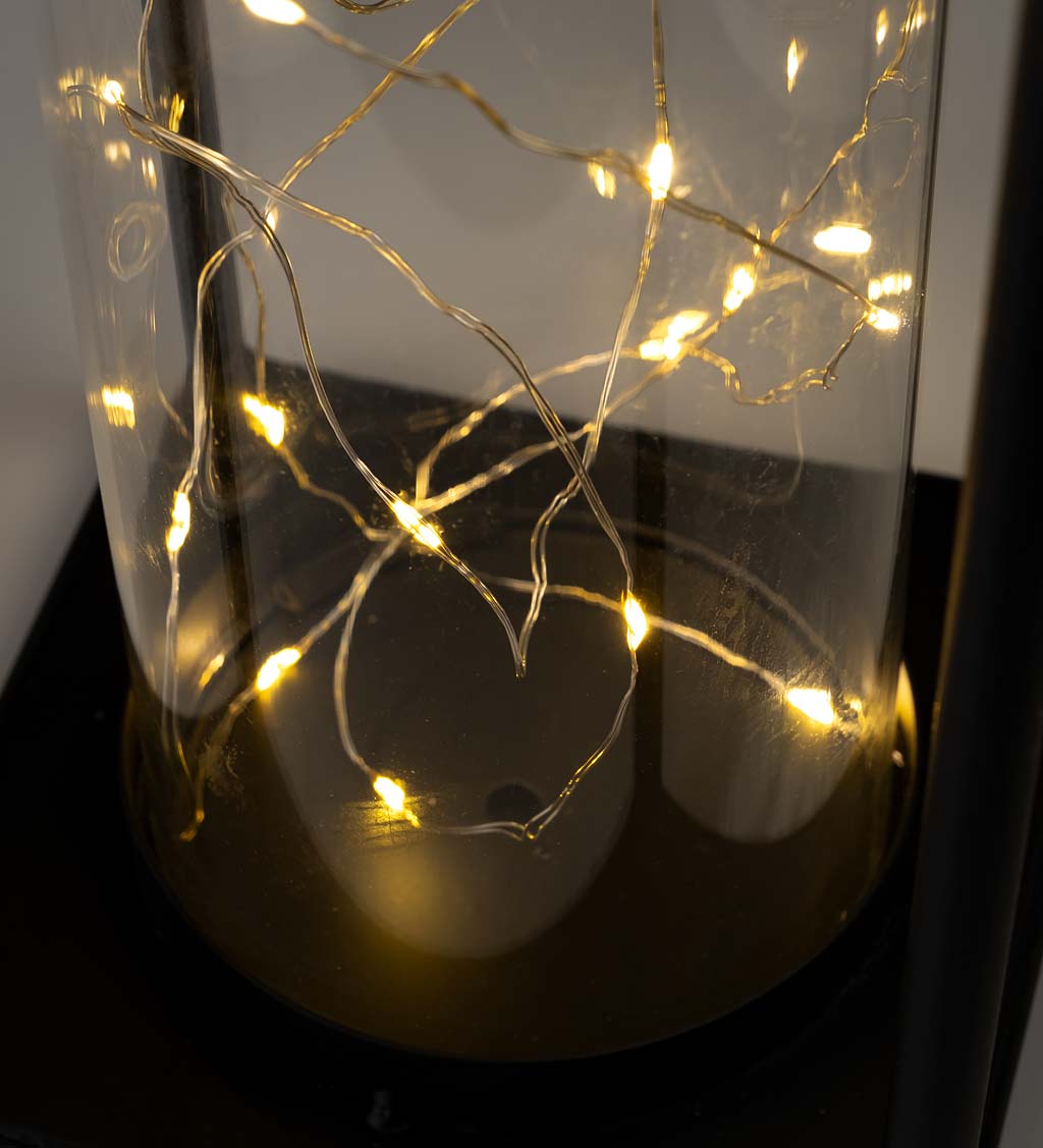 Glass Firefly Solar Lantern With String Lights