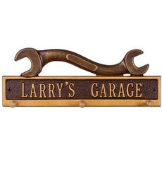 American-Made Personalized Wrench Hook Plaque In Cast Aluminum swatch image