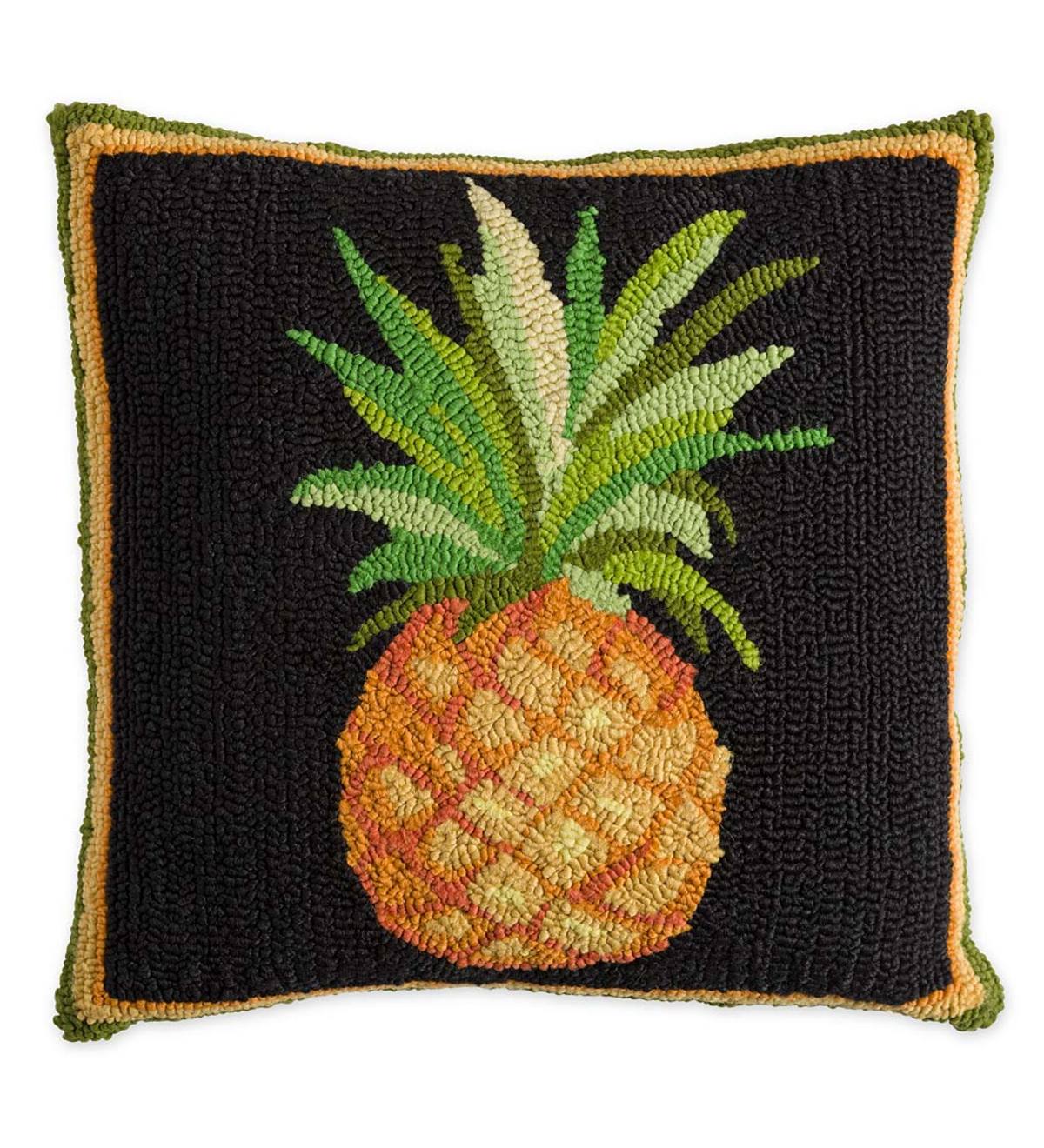 Indoor/Outdoor Pineapple Hooked Throw Pillow