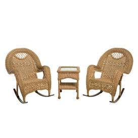 Prospect Hill Wicker Set of Two Rocking Chairs and End Table