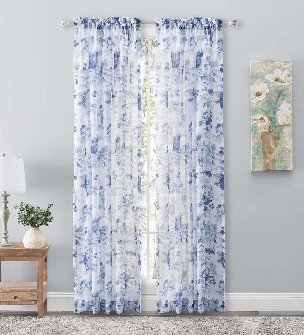 Whimsical Sheer Rod Pocket Panel Curtains and Valance