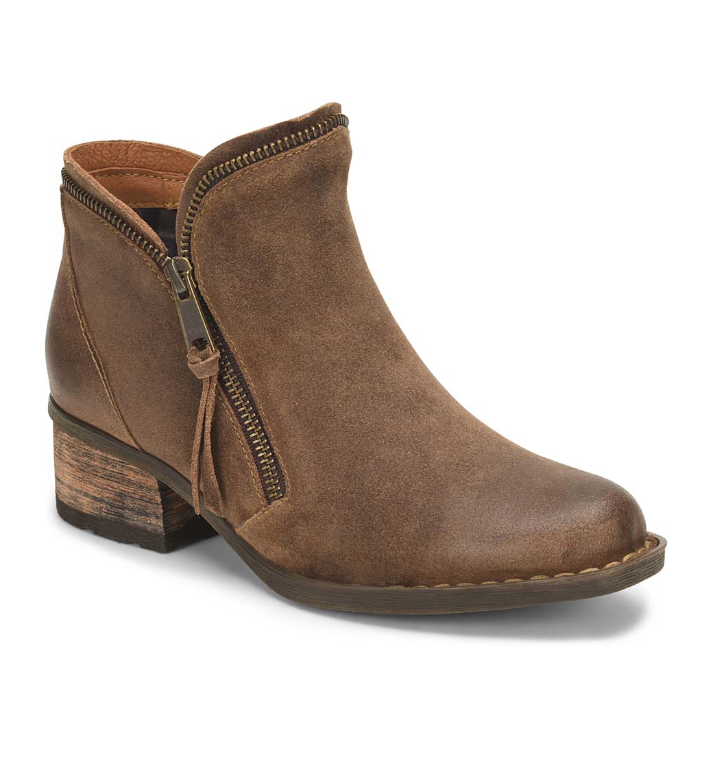 Born Montoro Distressed Suede Ankle Boots - Brown - 6 | Plow & Hearth