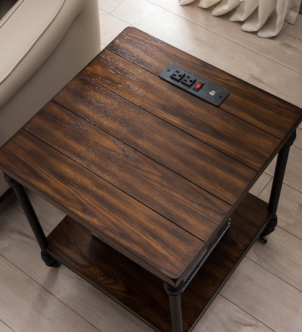 Convington Side Table with Power Outlets and USB Charging Ports