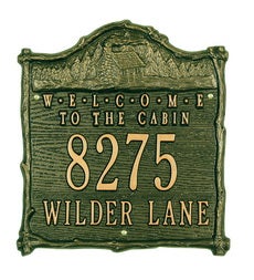 American-Made"Welcome To The Cabin"Address Plaque In Cast Aluminum swatch image