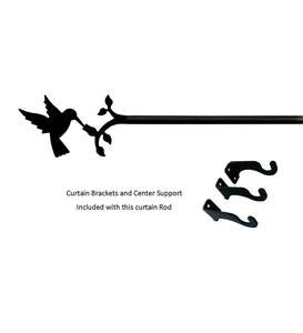 Adjustable Wrought Iron Curtain Rod with Brackets, 113"-130"