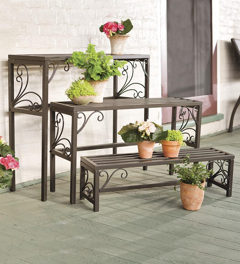 Nesting Metal Plant Stands With, Metal Outdoor Plant Stands