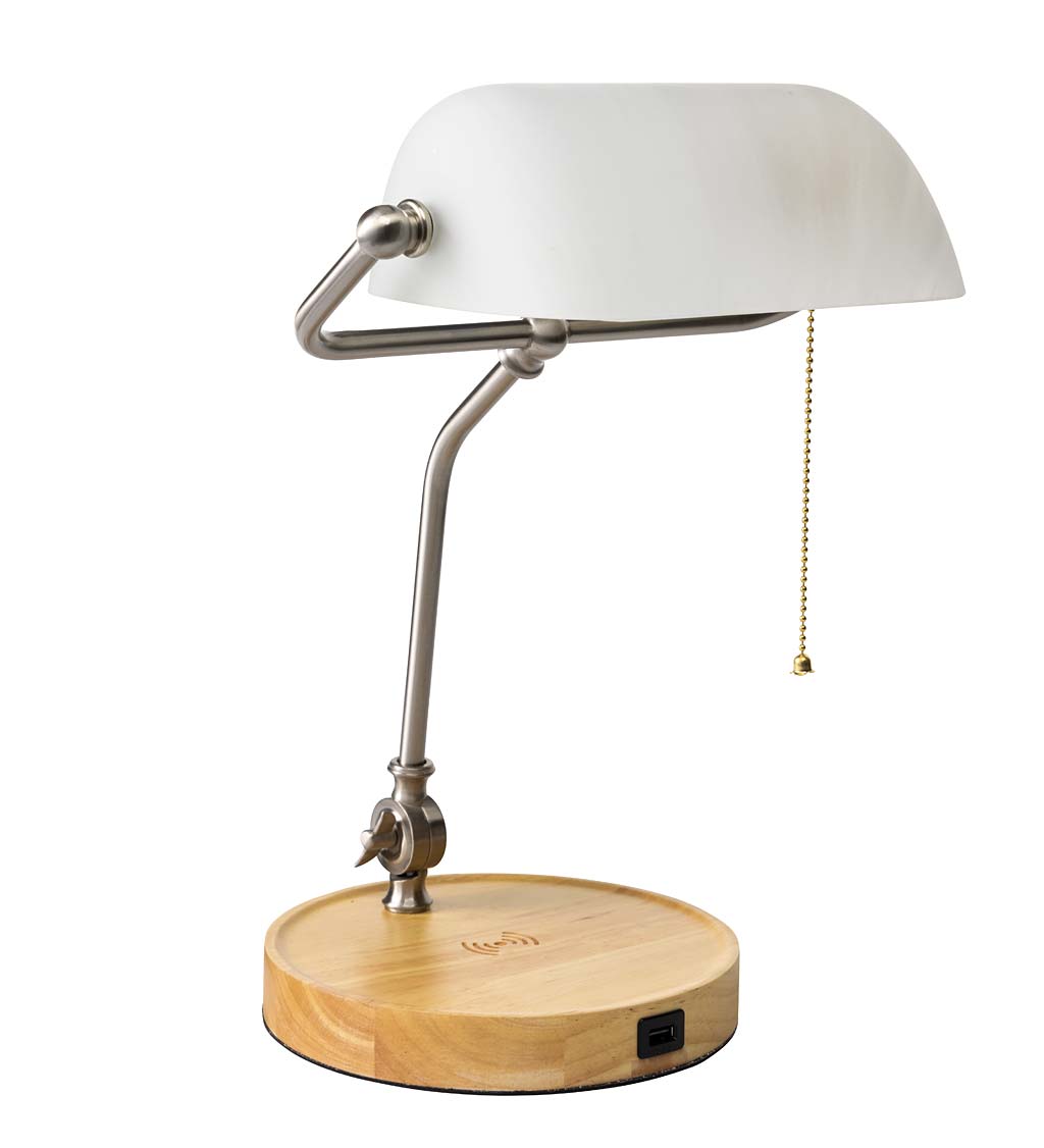 Banker's Desk Lamp With Wireless Charging Station