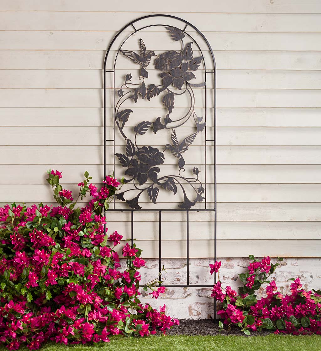 Wrought Iron Heart Trellis Pretty Metal Support for Vines & Garden Flowers 