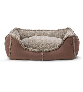 Faux Suede And Berber Rectangular Dog Bed