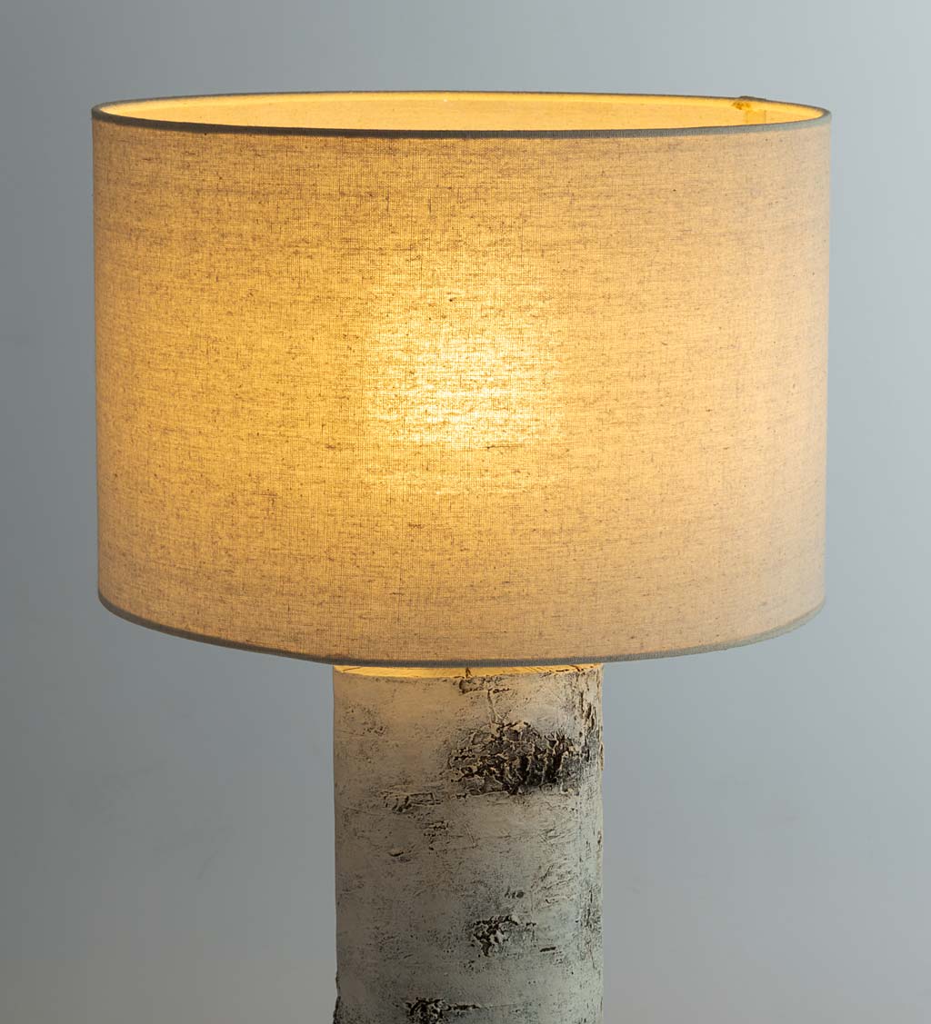 Faux Birch Wood Outdoor Table Lamp With Shade