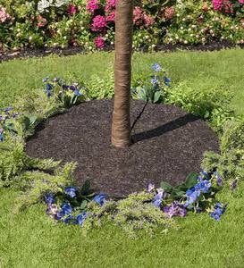 Recycled Heavy Duty Rubber 24 in Tree Mulch Ring Weed Preventer Natural Color