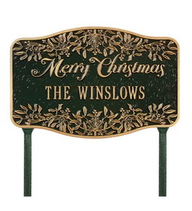 American-Made Personalized Merry Christmas Yard Sign In Cast Aluminum