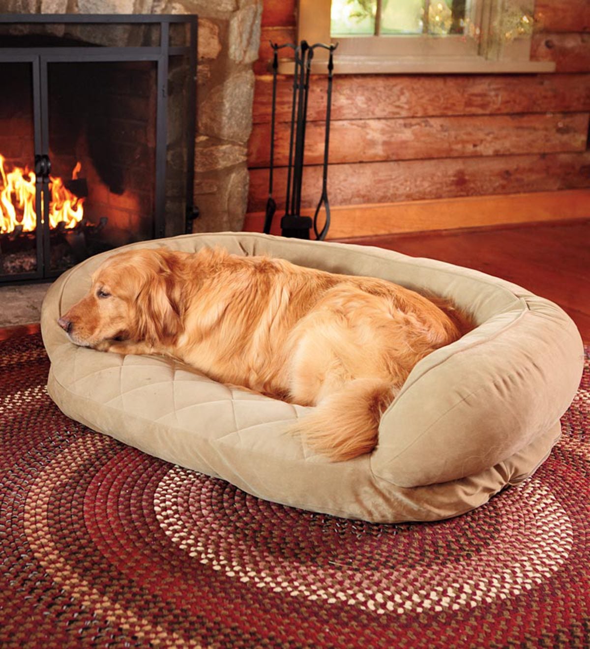 Quilted Pet Bed with Bolster Back