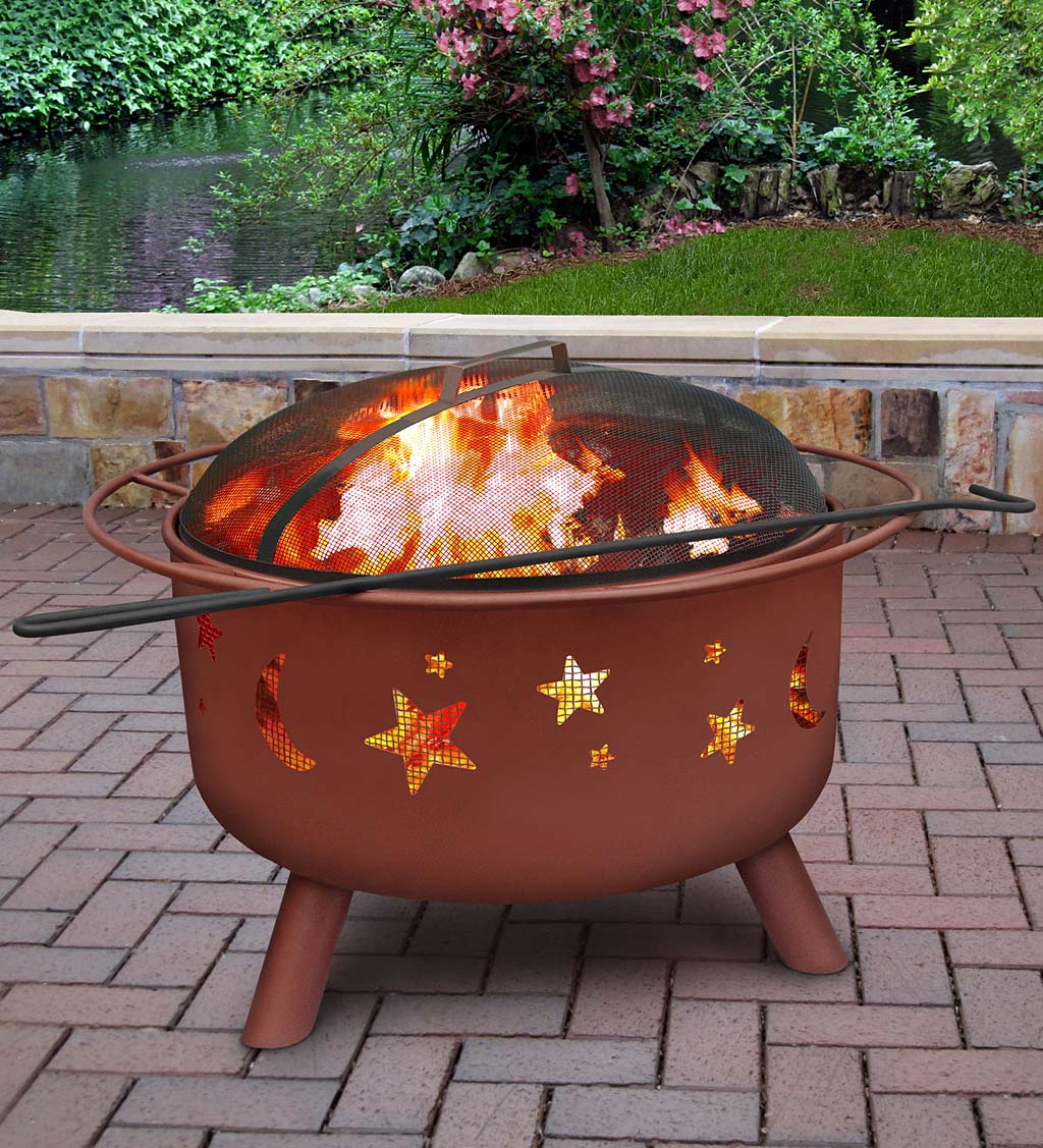 Stars Moon Wood Burning Fire Pit, Moon And Stars Fire Pit