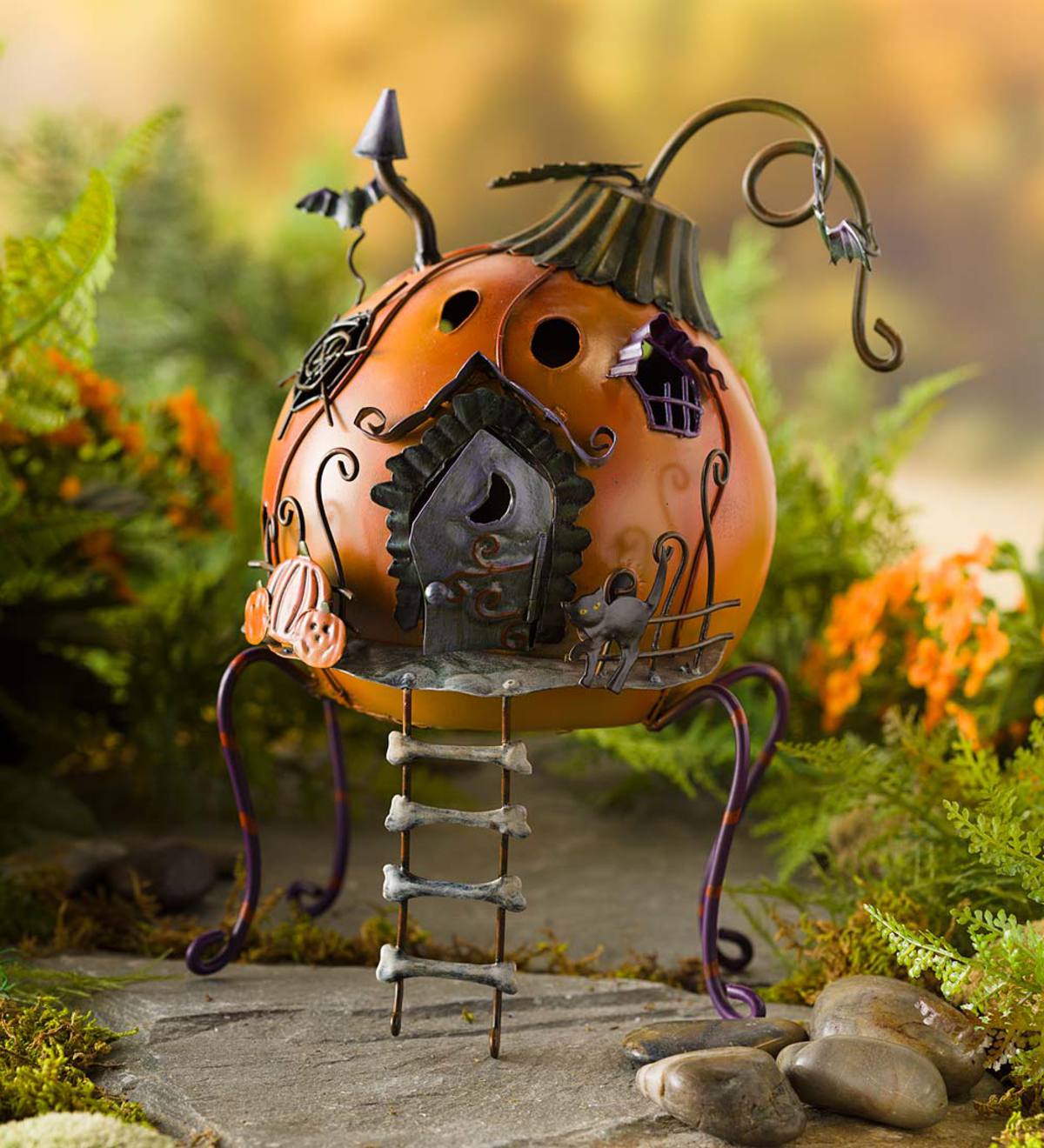 Fall Door w Pumpkins hinged MI 55908 Miniature Fairy Garden Dollhouse 