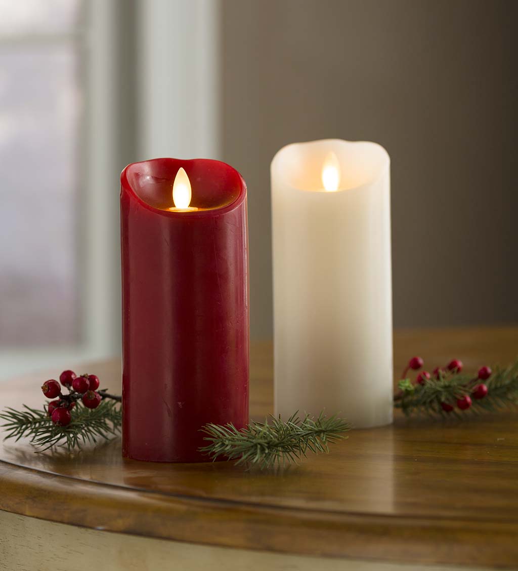 LED Pillar Candle with Flicker Flame and Auto-Timer, 7"H