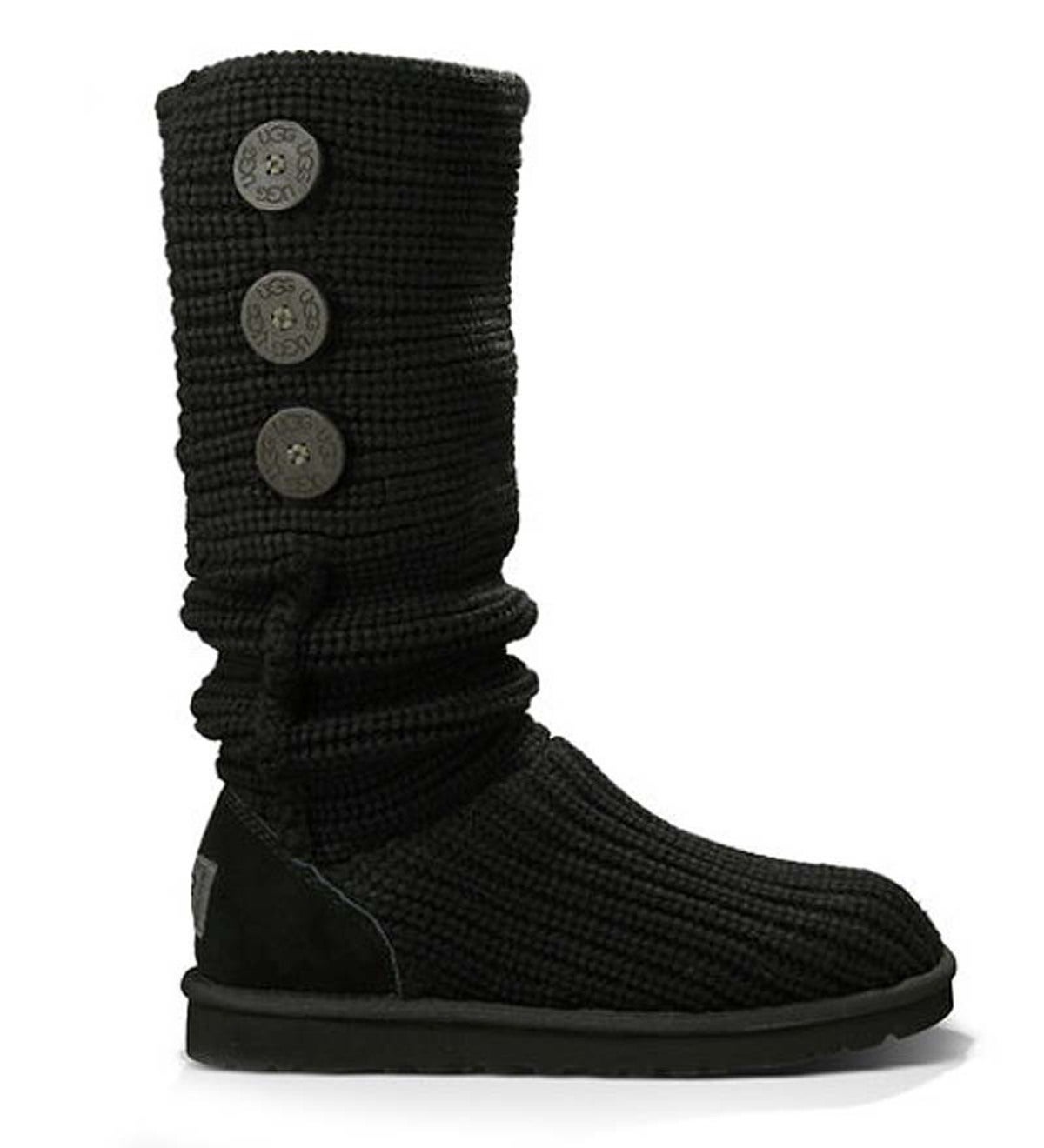 UGG® Australia Women's Soft-Knit Cardy Boot with Button Accents - Black ...