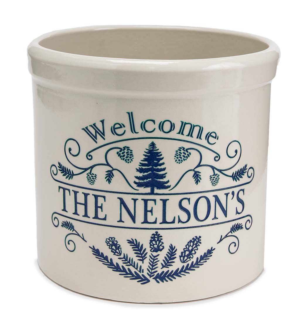 Personalized Pine Welcome Stoneware Crock swatch image
