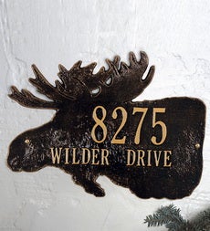 American-Made Moose Silhouette Address Plaque In Cast Aluminum swatch image