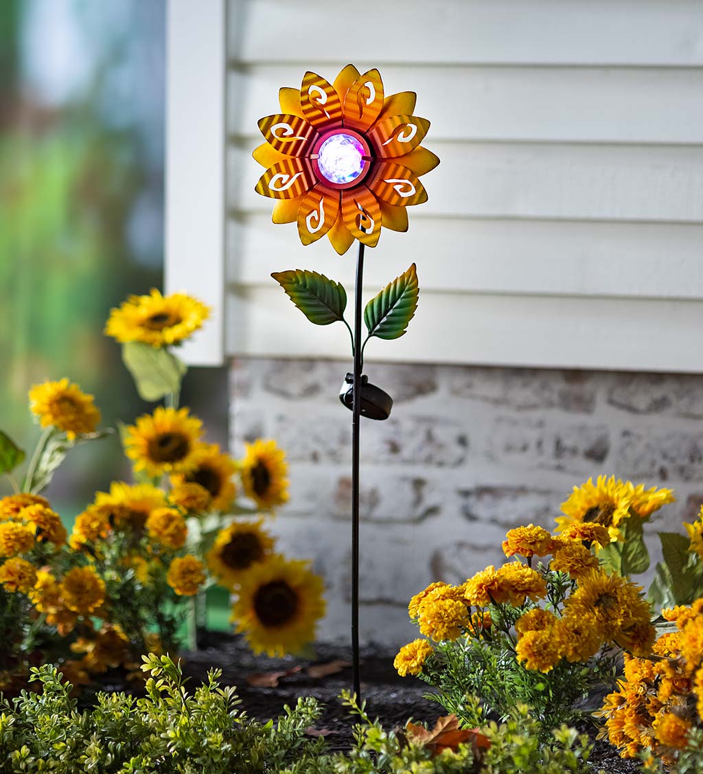 Better Homes Gardens Yellow Glass Sunflower Solar Stake