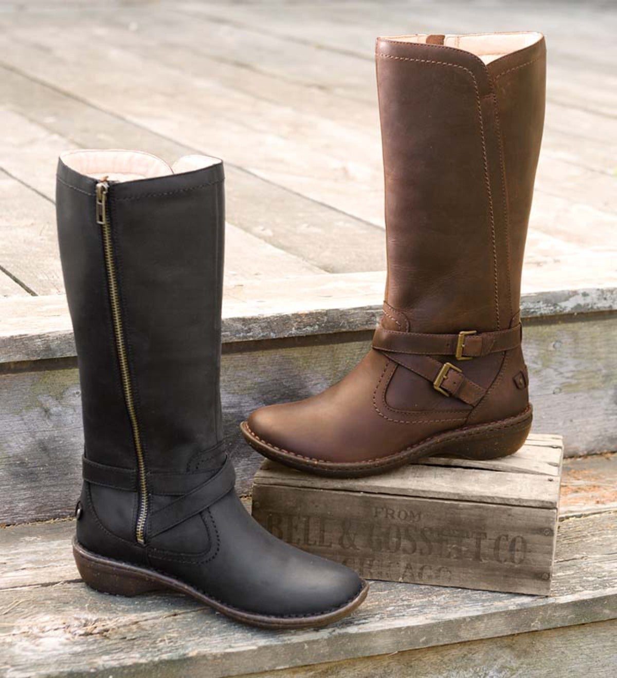 UGG® Australia Rosen Tall Leather Boot - Black - Size 6 | PlowHearth