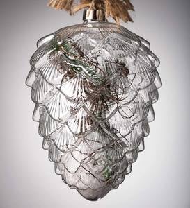 Indoor/Outdoor Oversized Lighted Glass Ornament with Greenery