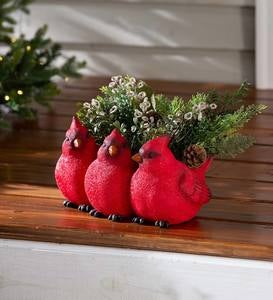 Christmas Cardinal Bird Pattern Ceramic Planter by Harry and David NYB 