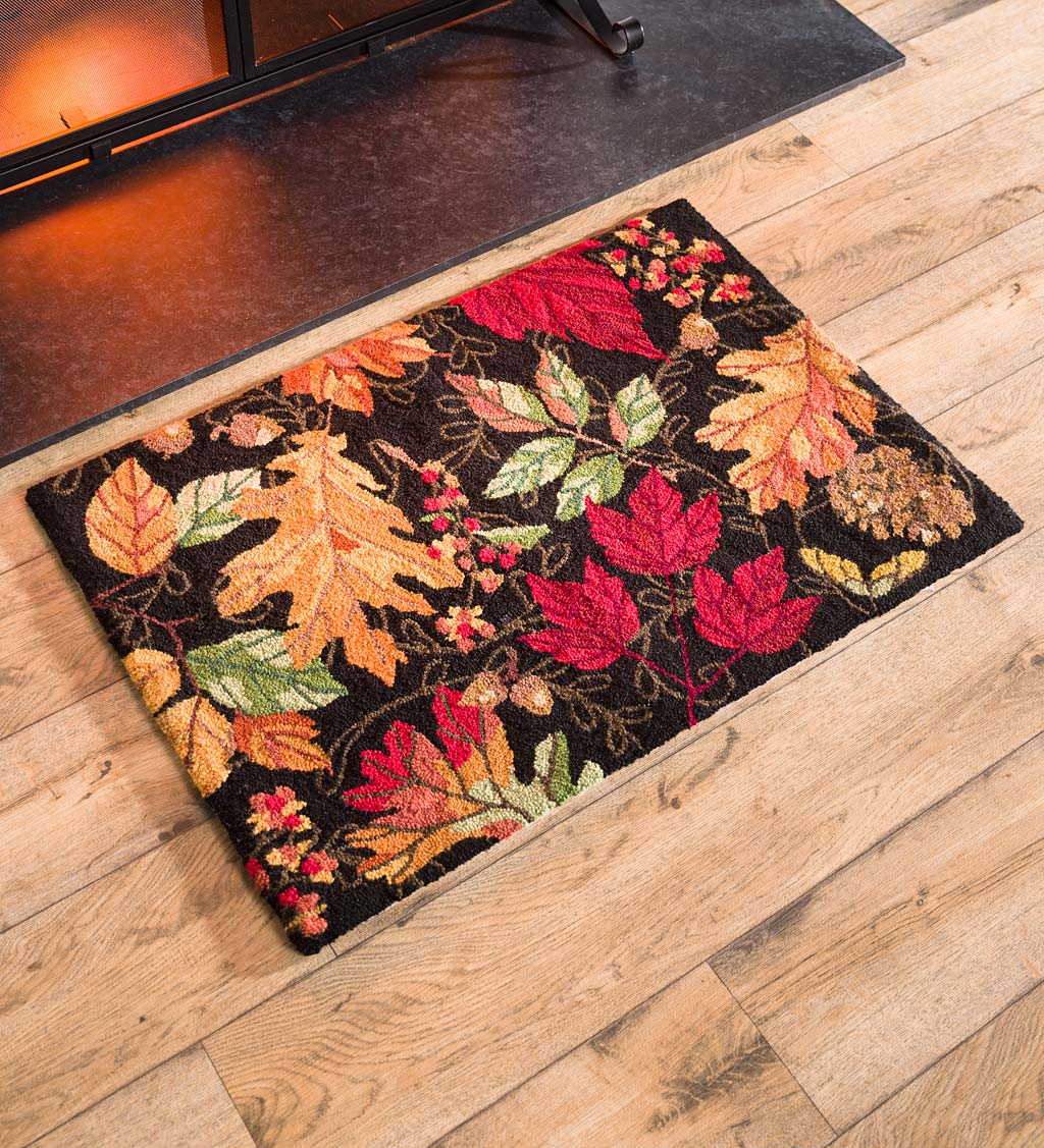 Hooked Wool Falling Leaves Accent and Hearth Rug