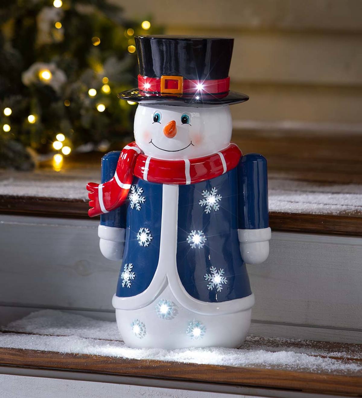 Indoor/Outdoor Lighted Shorty Snowman Holiday Statue