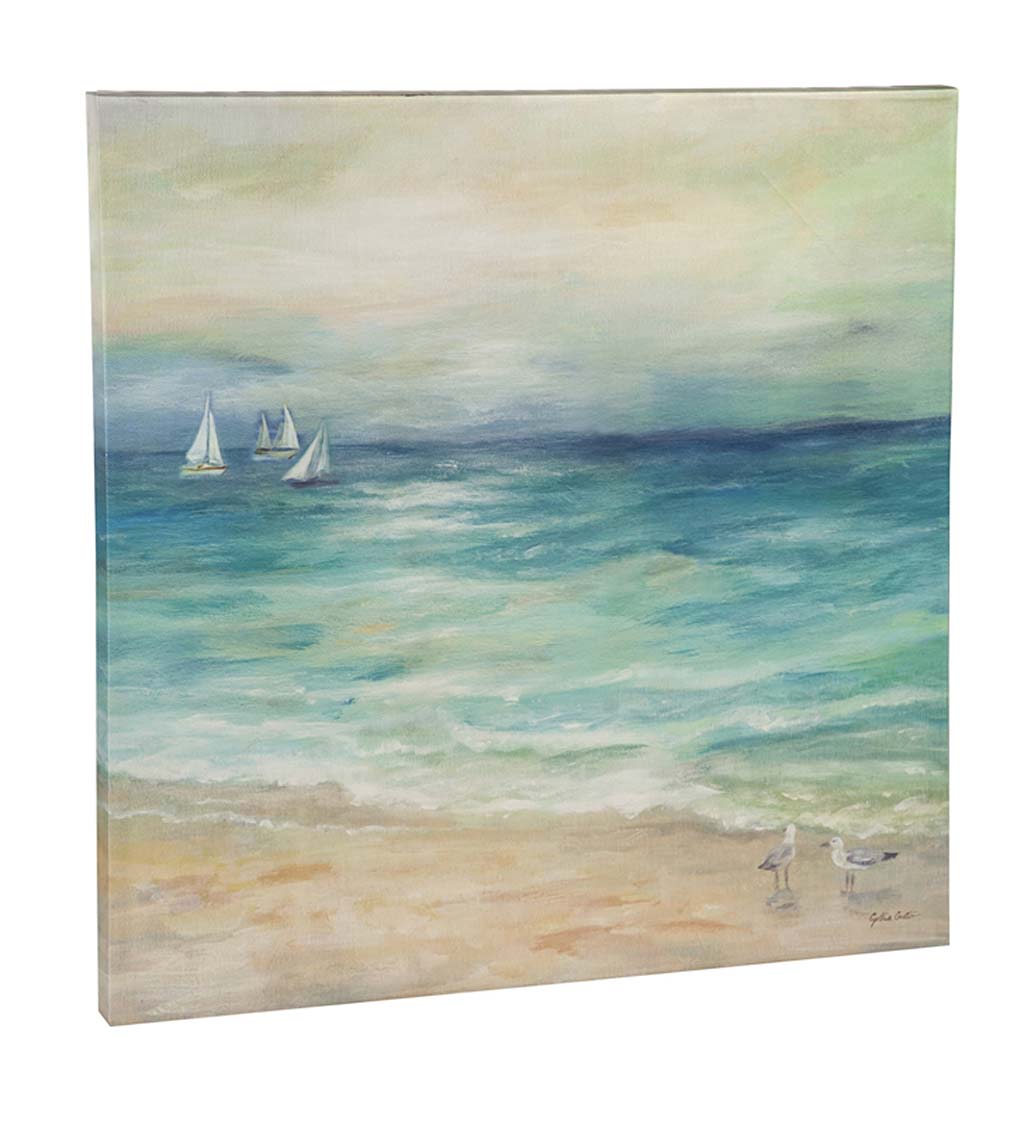 Beach and Boats Canvas Wall Art
