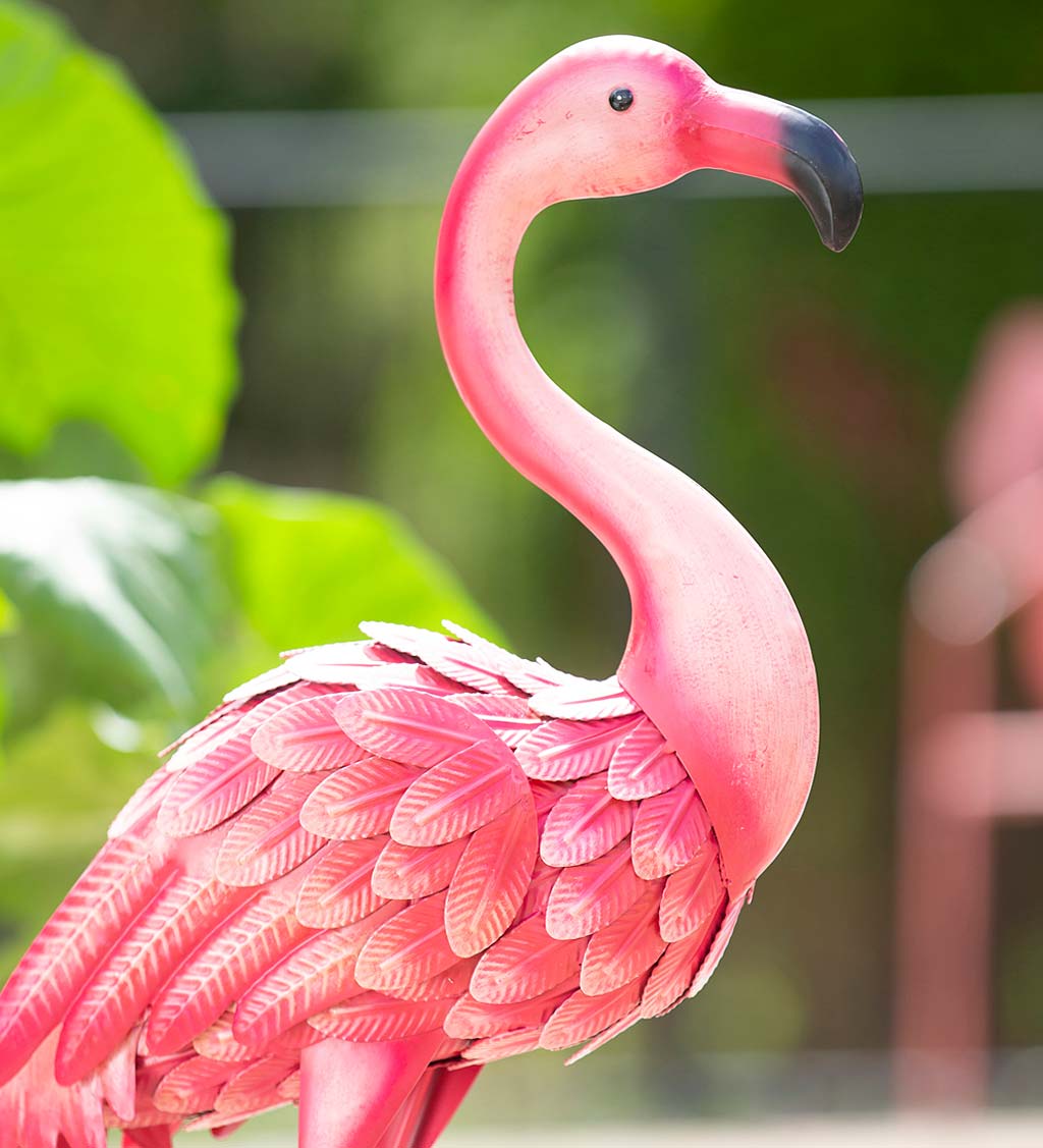 37.5"H Metal Flamingo Garden Statuary