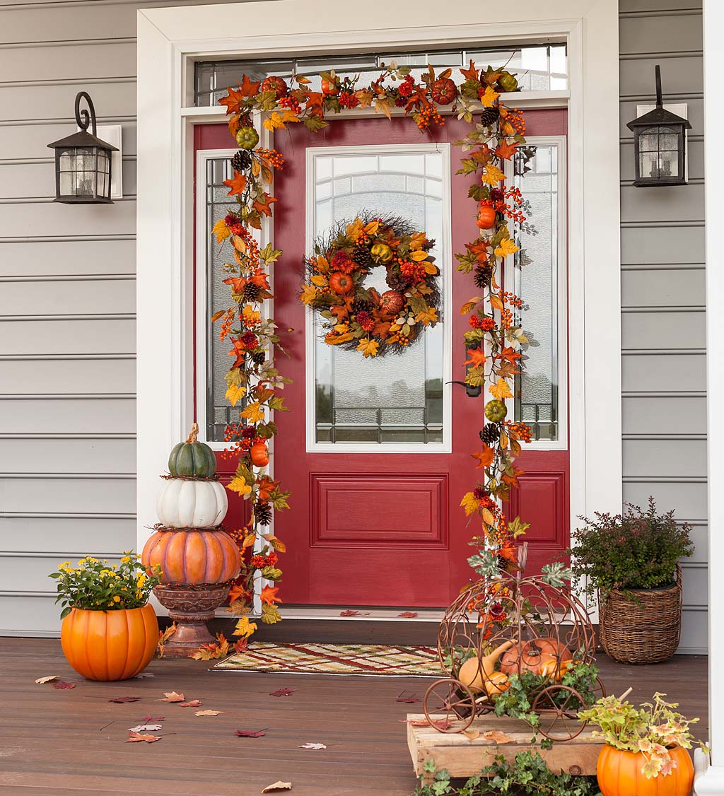 Pumpkins and Pine Cones Fall Wreath