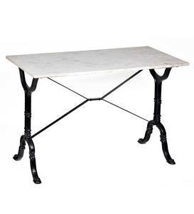 36"-High Marble-Top Cast Iron Console Table