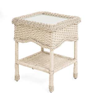 Prospect Hill Wicker End Table with Glass Tabletop
