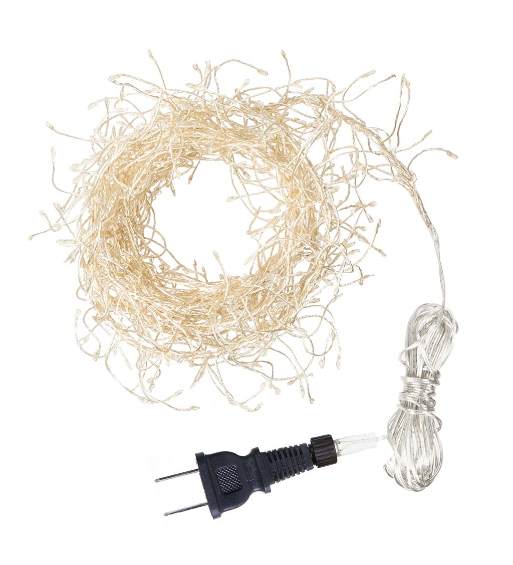 Electric Cluster Lights, 480 Warm White LEDs on Bendable Wire, 10'L