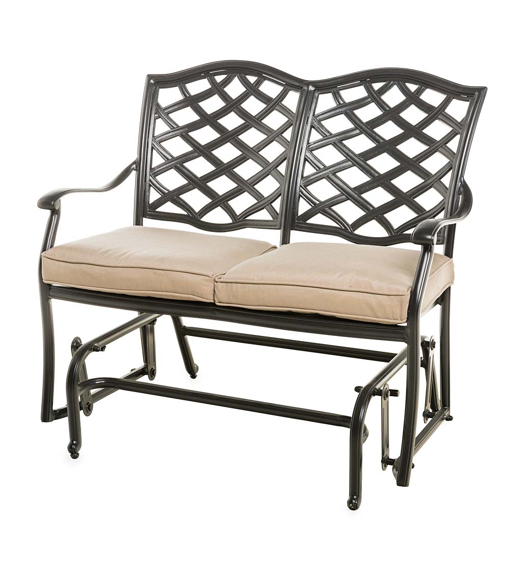 Park Grove Cast Aluminum Outdoor Bench Glider with Cushions