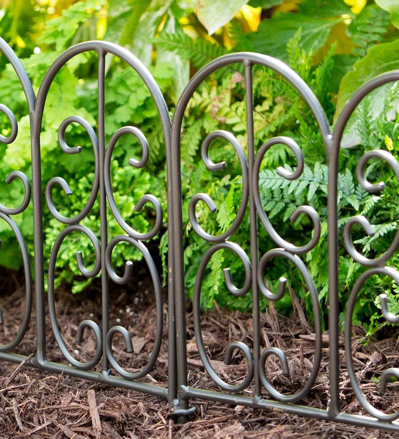 Montebello Wrought Iron Garden Edging, Montebello Scrollwork Metal Garden Arbor With Gate