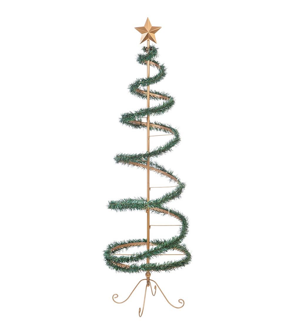 Golden Ornament Display Tree with Garland and Star