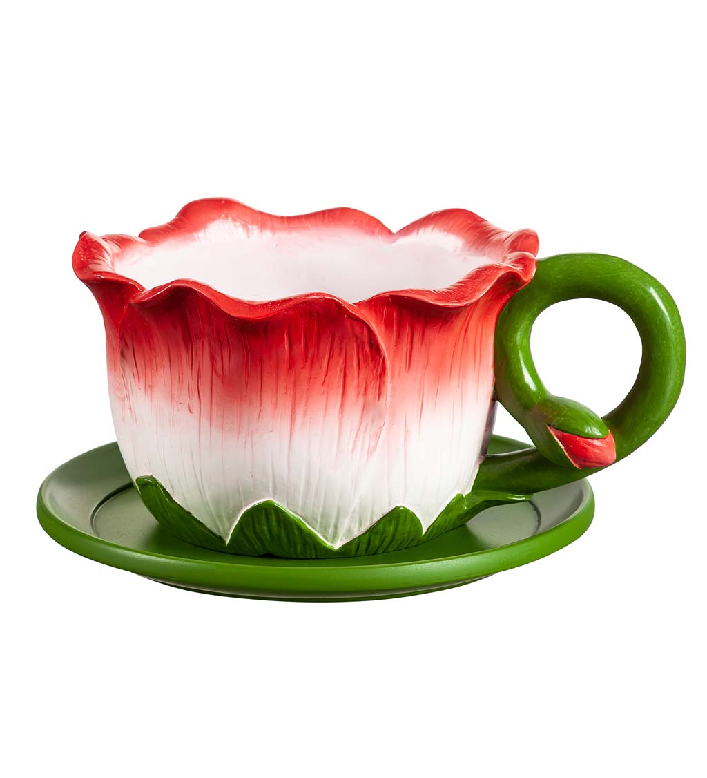 Ceramic Flower Teacup Planter with Saucer