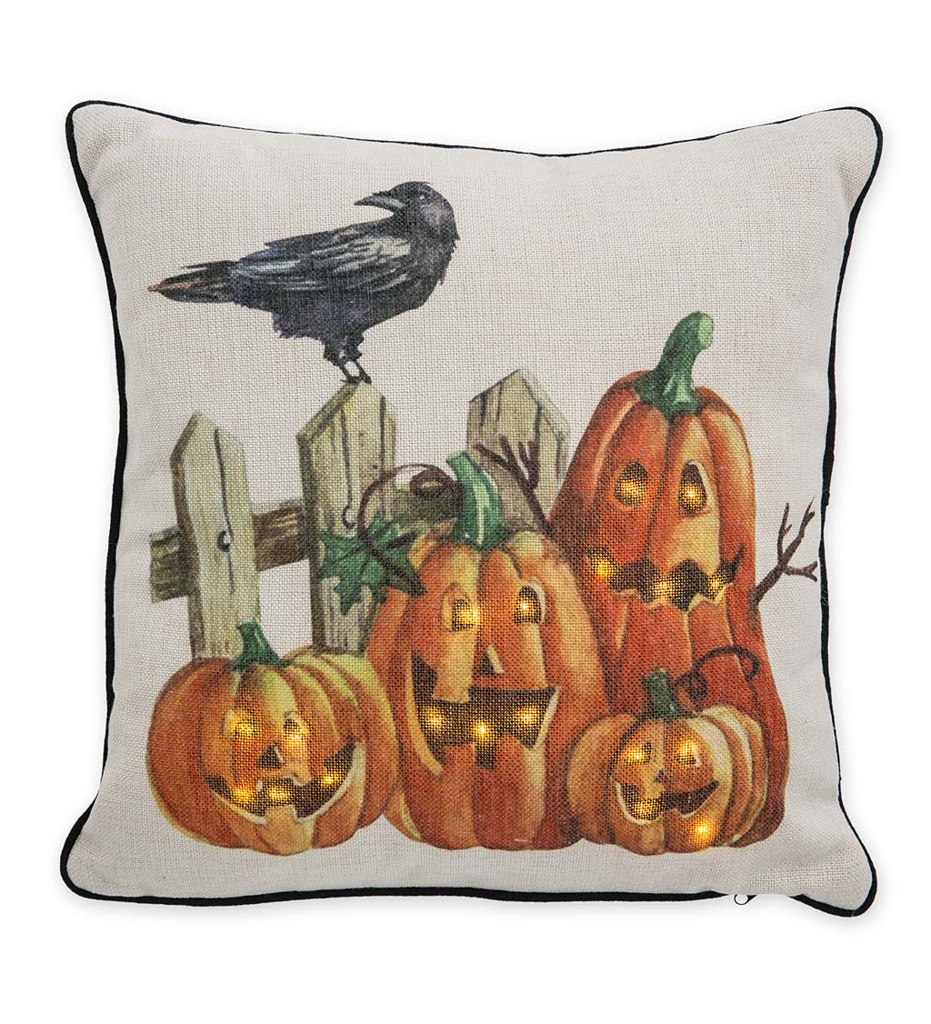 Lighted Halloween Decorative Throw Pillow swatch image