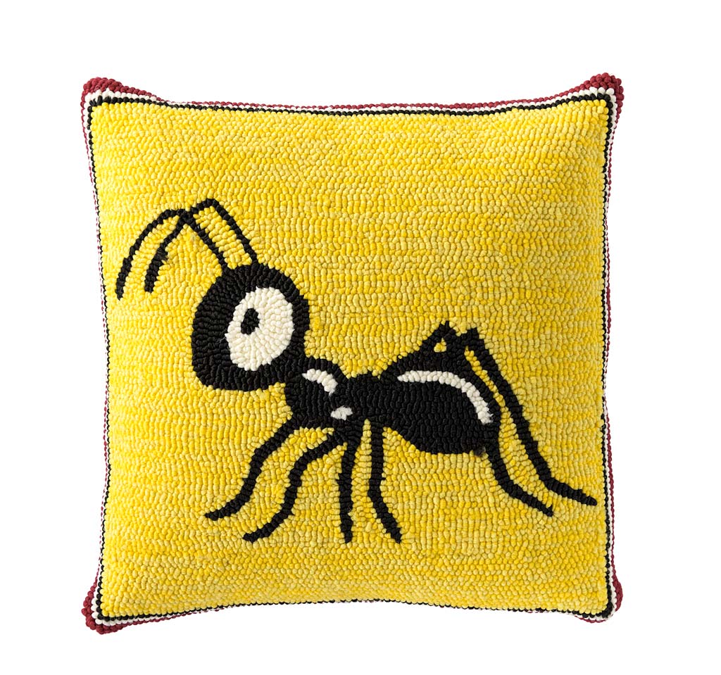 Indoor/Outdoor Summer Picnic Ant Hooked Polypropylene Throw Pillow